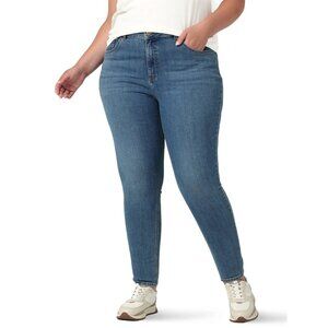 Lee Women's Plus High Rise Skinny Jean, Size 20WP, High Rise, Slim Fit, Blue